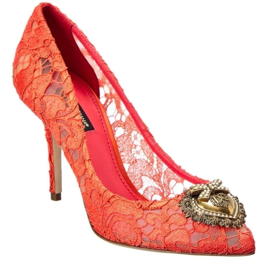 DOLCE&GABBANA Taormina lace pumps‎ with Devotion heart